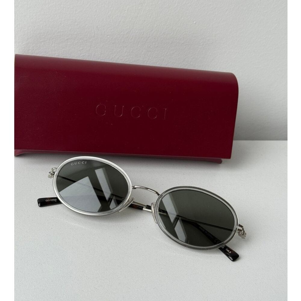 NEW Gucci GG1980S 003 Silver Oval Sunglasses $545
